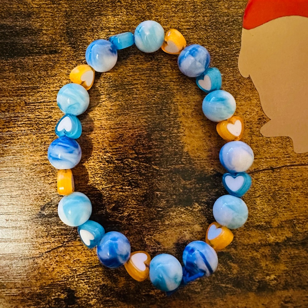 Blue and orange handmade bracelet